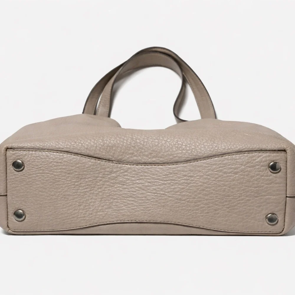 Michael Kors Raven Large Pebbled Leather Shoulder Bag Taupe Silver Hardware